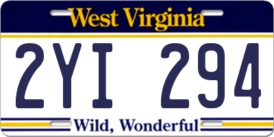 WV license plate 2YI294