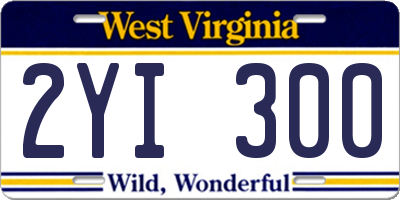 WV license plate 2YI300