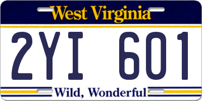 WV license plate 2YI601