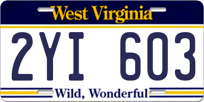 WV license plate 2YI603
