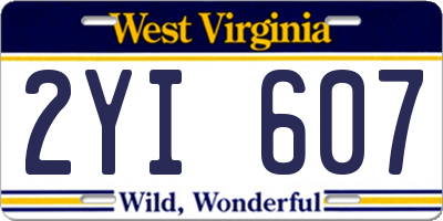 WV license plate 2YI607