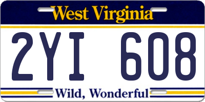 WV license plate 2YI608