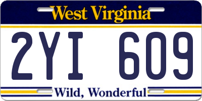 WV license plate 2YI609