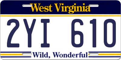 WV license plate 2YI610