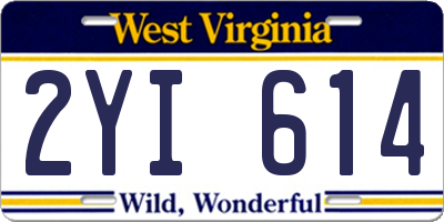 WV license plate 2YI614