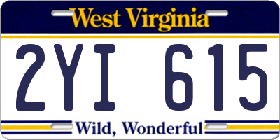 WV license plate 2YI615