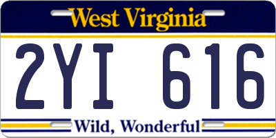 WV license plate 2YI616