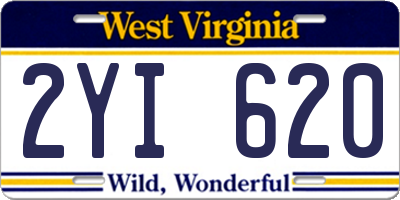 WV license plate 2YI620