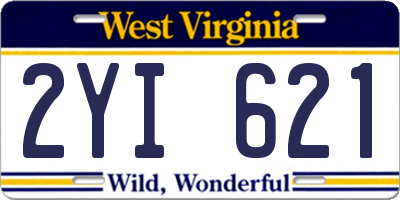WV license plate 2YI621