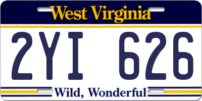 WV license plate 2YI626