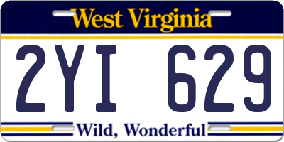 WV license plate 2YI629
