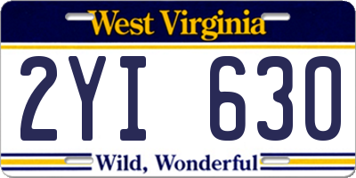 WV license plate 2YI630