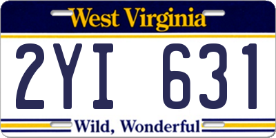 WV license plate 2YI631