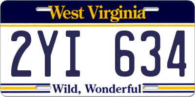 WV license plate 2YI634