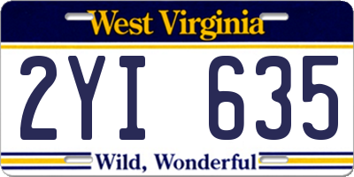 WV license plate 2YI635