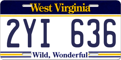 WV license plate 2YI636