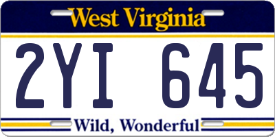 WV license plate 2YI645