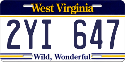 WV license plate 2YI647