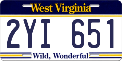 WV license plate 2YI651
