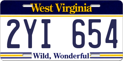 WV license plate 2YI654