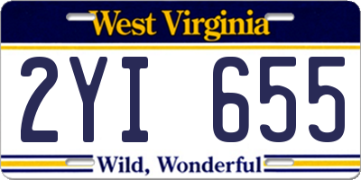WV license plate 2YI655