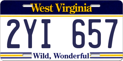 WV license plate 2YI657