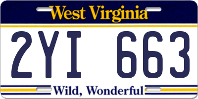 WV license plate 2YI663
