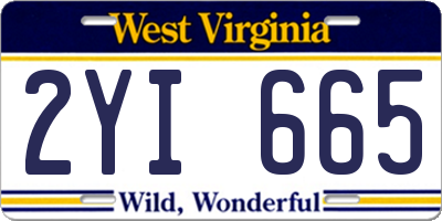 WV license plate 2YI665