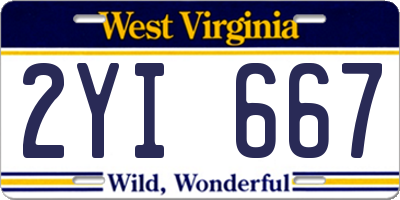 WV license plate 2YI667
