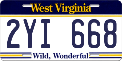 WV license plate 2YI668