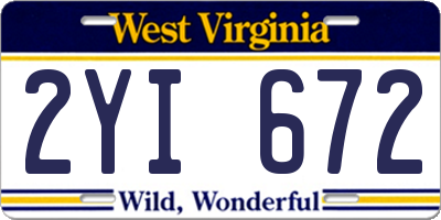 WV license plate 2YI672