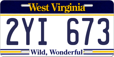 WV license plate 2YI673