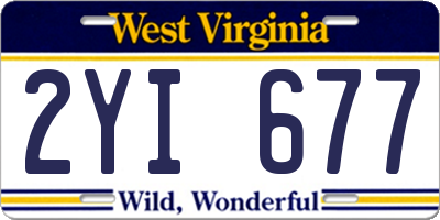 WV license plate 2YI677