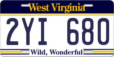 WV license plate 2YI680