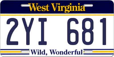 WV license plate 2YI681