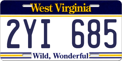 WV license plate 2YI685