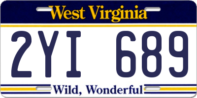 WV license plate 2YI689