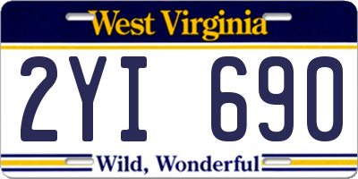 WV license plate 2YI690