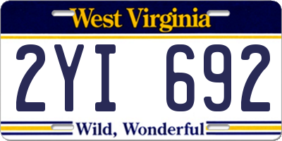 WV license plate 2YI692
