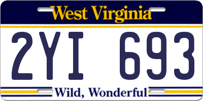 WV license plate 2YI693