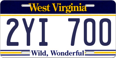 WV license plate 2YI700