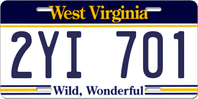 WV license plate 2YI701