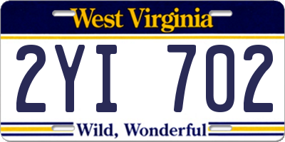 WV license plate 2YI702