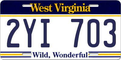 WV license plate 2YI703
