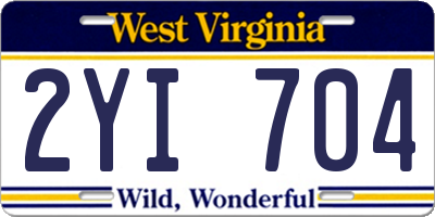 WV license plate 2YI704