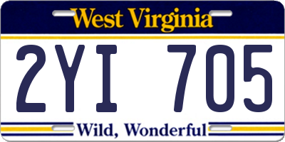 WV license plate 2YI705