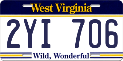 WV license plate 2YI706