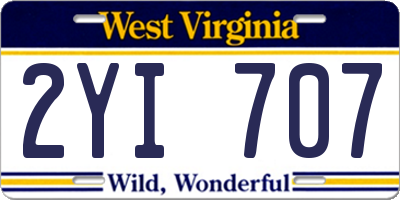 WV license plate 2YI707