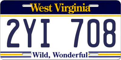 WV license plate 2YI708