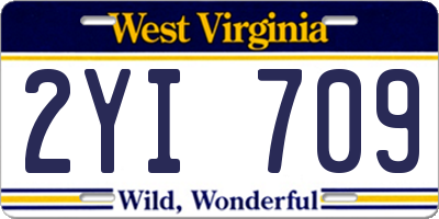 WV license plate 2YI709